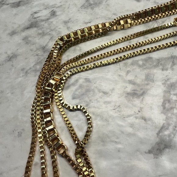 Vintage Gold Tone Chain Necklace Links Multi Strand 34" Long - Picture 7 of 9